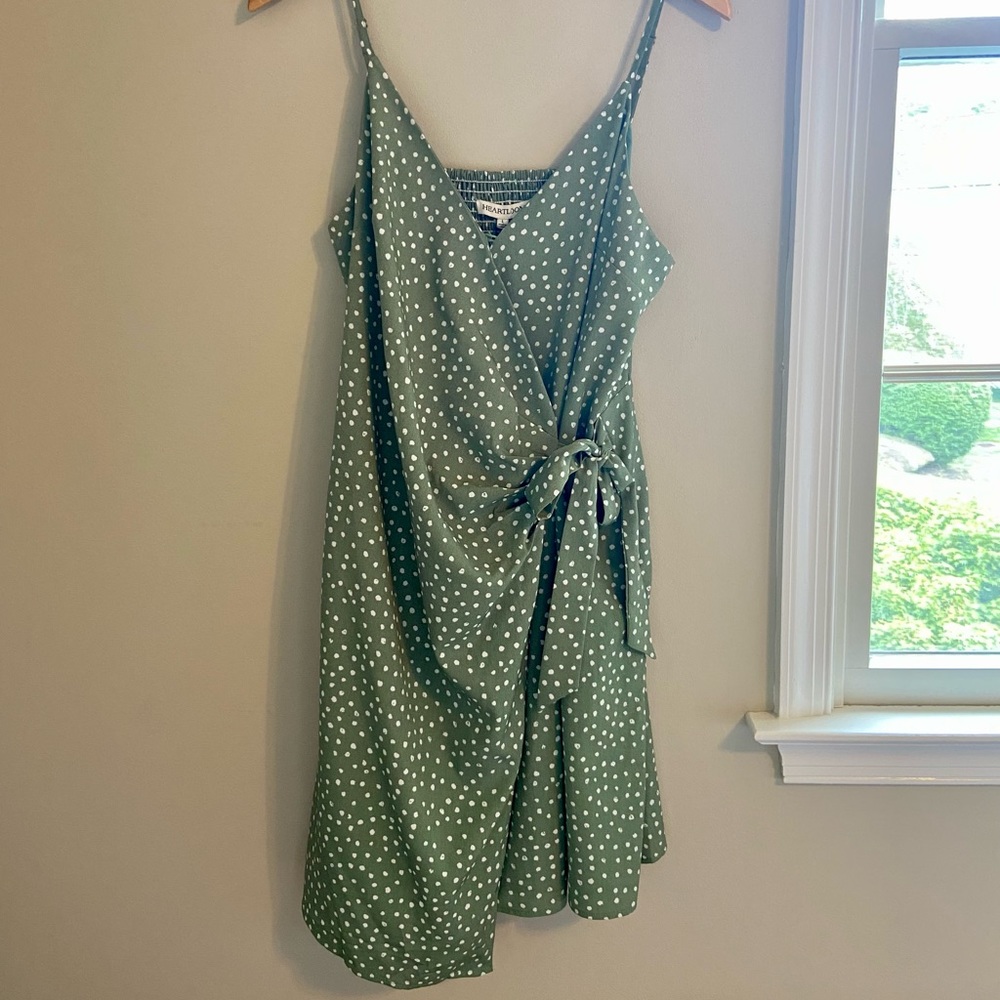 HEARTLOOM Green Polka Dot Wrap Dress | Size L